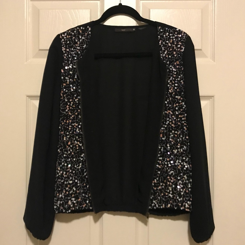 Hazel brand sequin front zip jacket